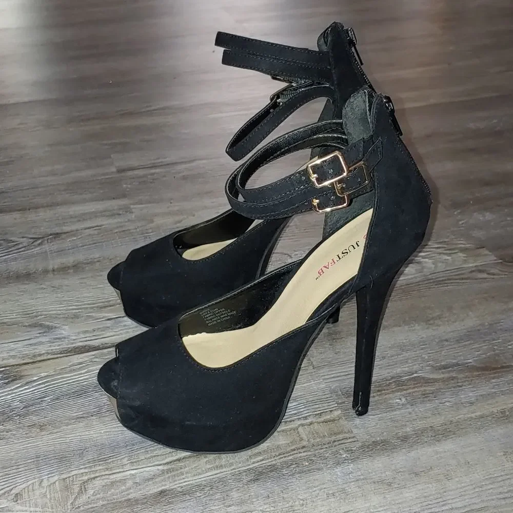 JustFab black stiletto platform Birdie heels Sz 9